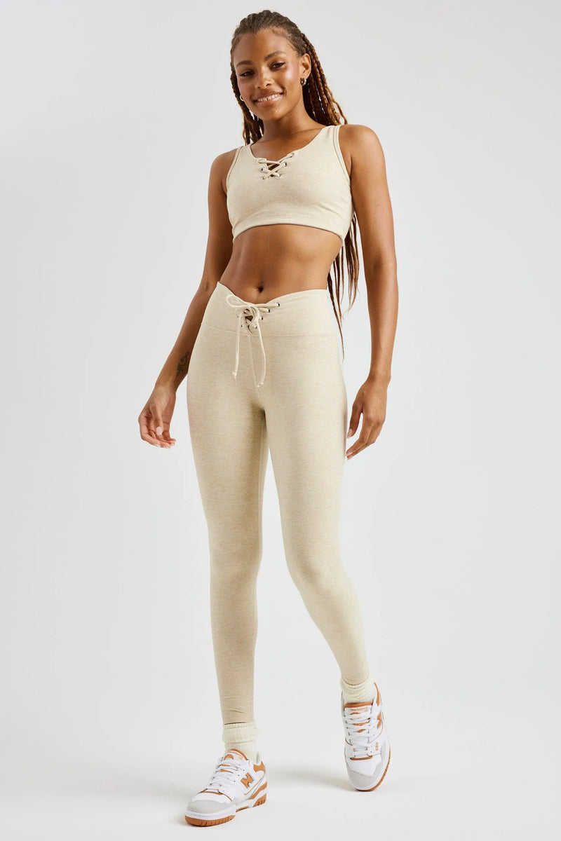 White ribbed sports leggings with extra stretch and comfort