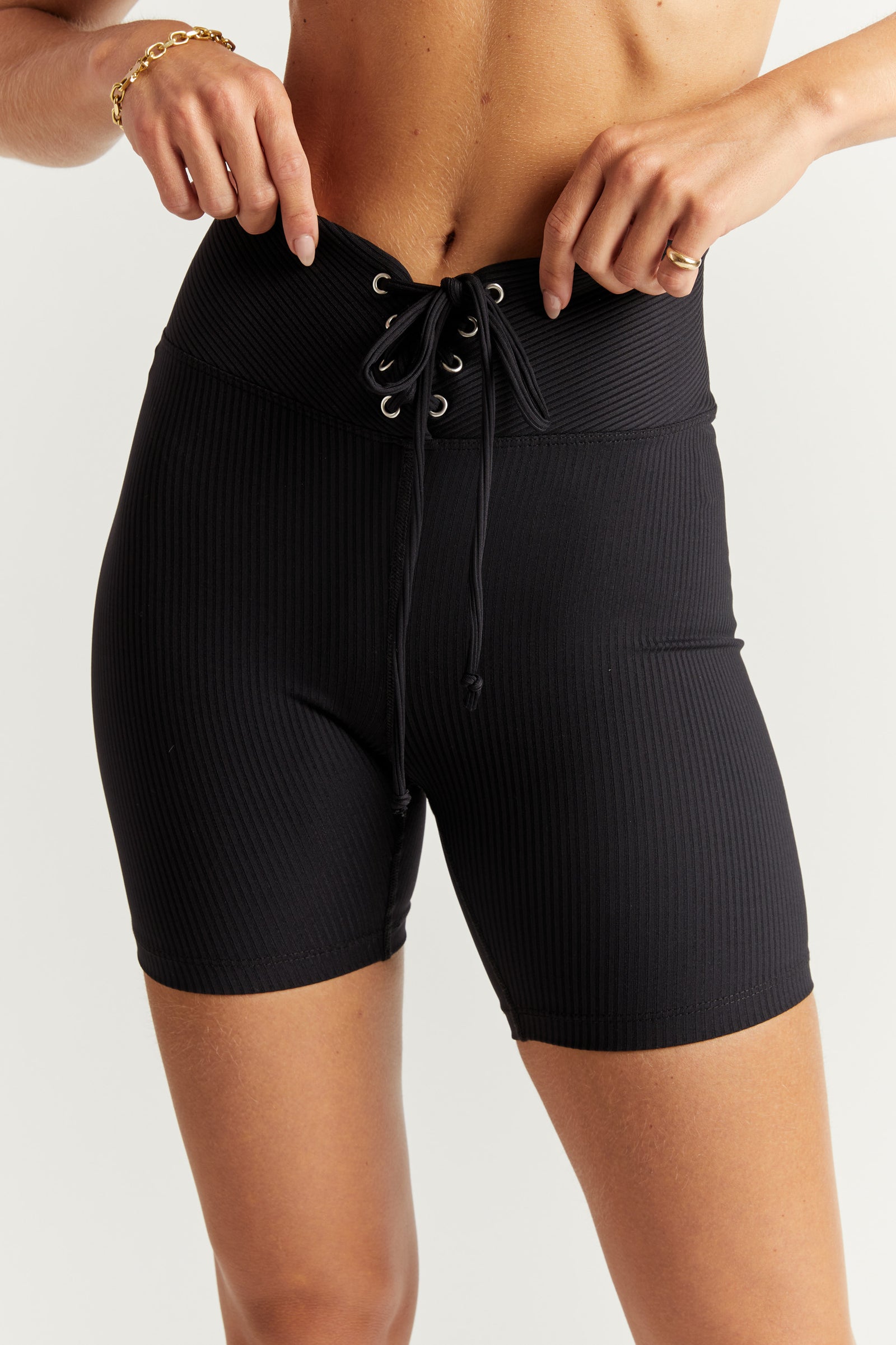 Lace up biker shorts best sale