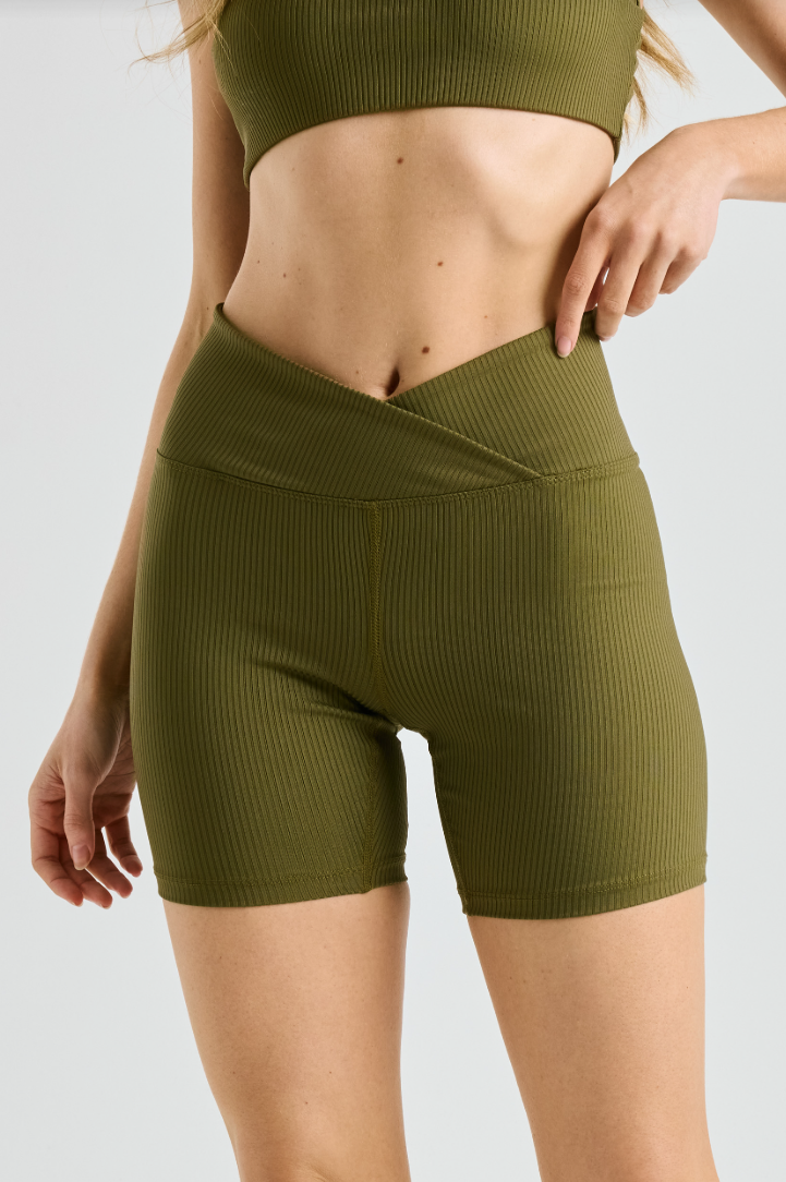 Ribbed V Waist Biker Short